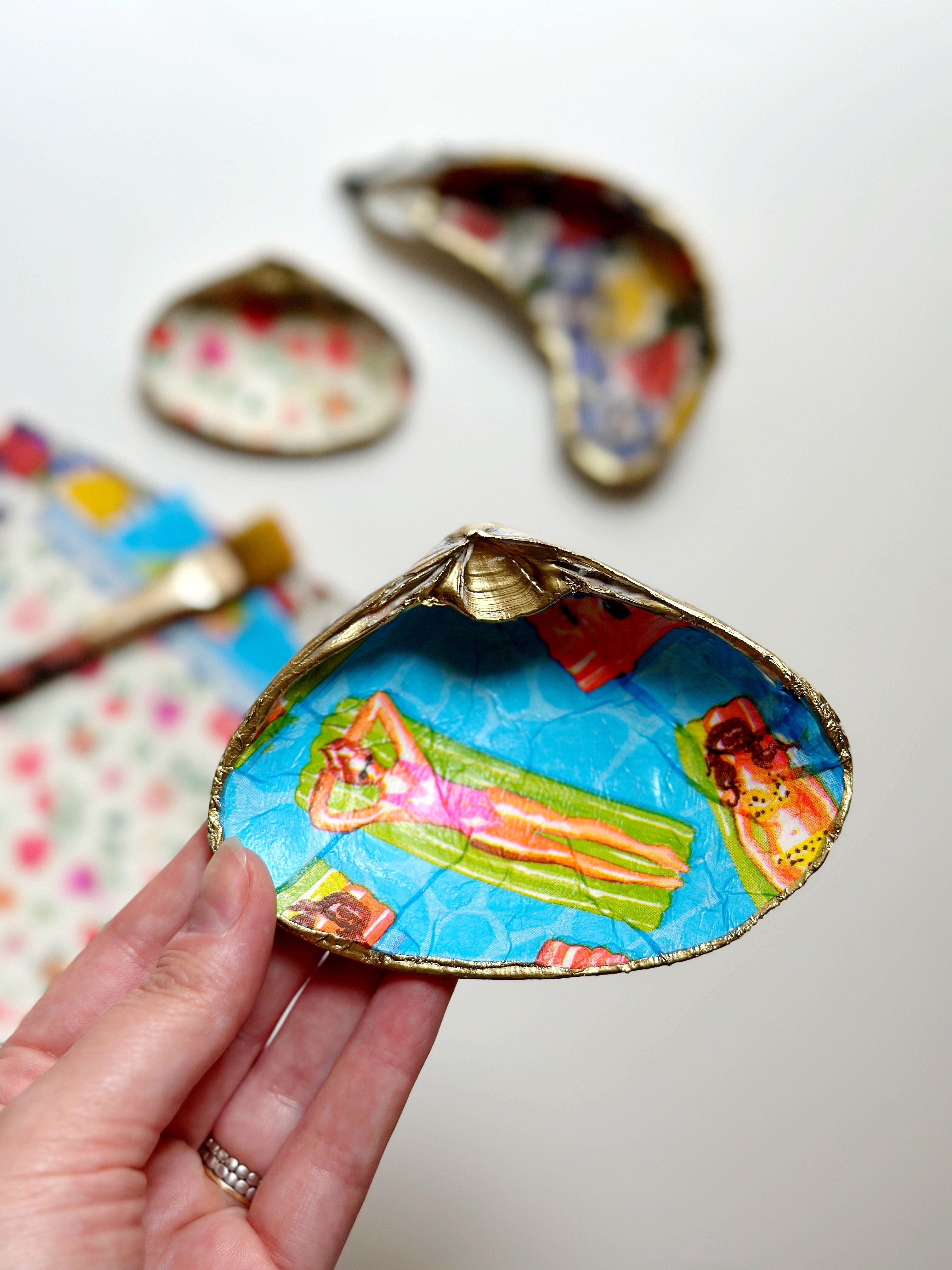 Decoupage Seashell Trinket Dishes