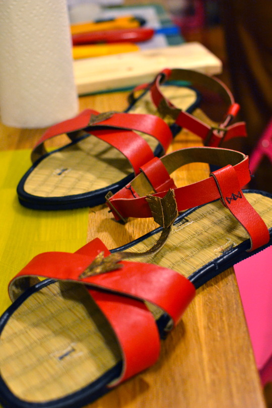 those are some shoes, with leather arrows!